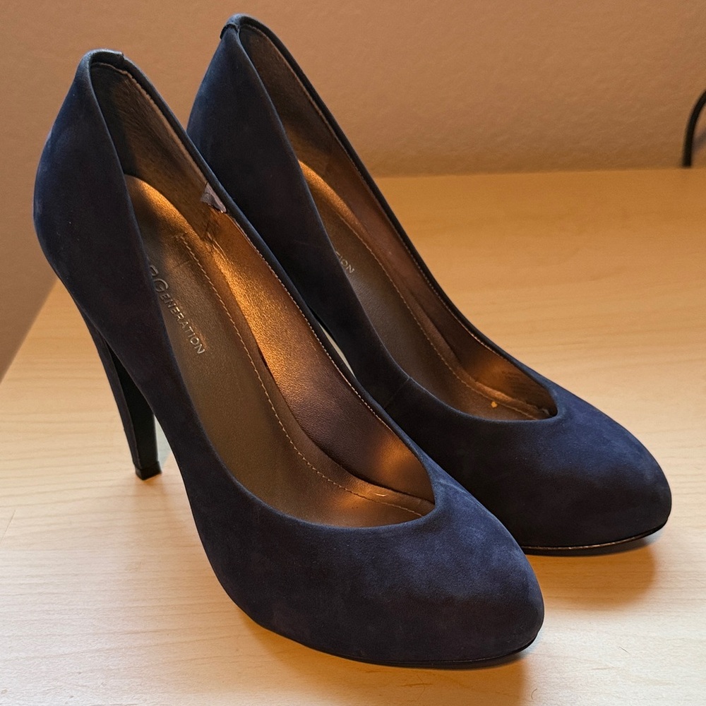 BCBGeneration Dark Blue Suede 4” Heels